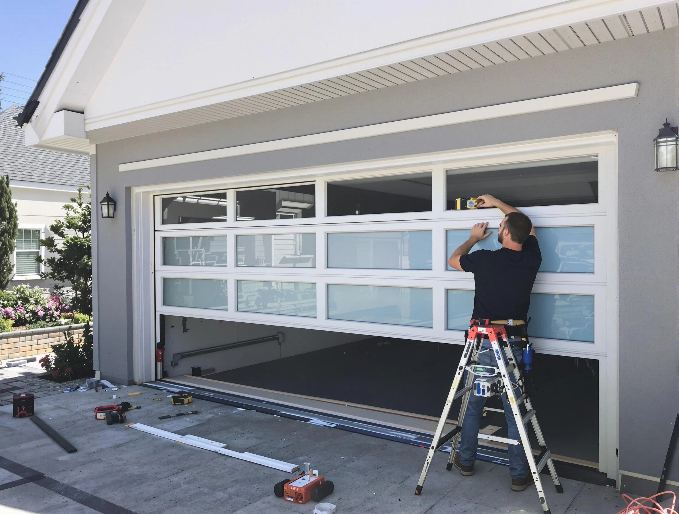 Lindon Garage Door Repair team performing garage door replacement in Lindon