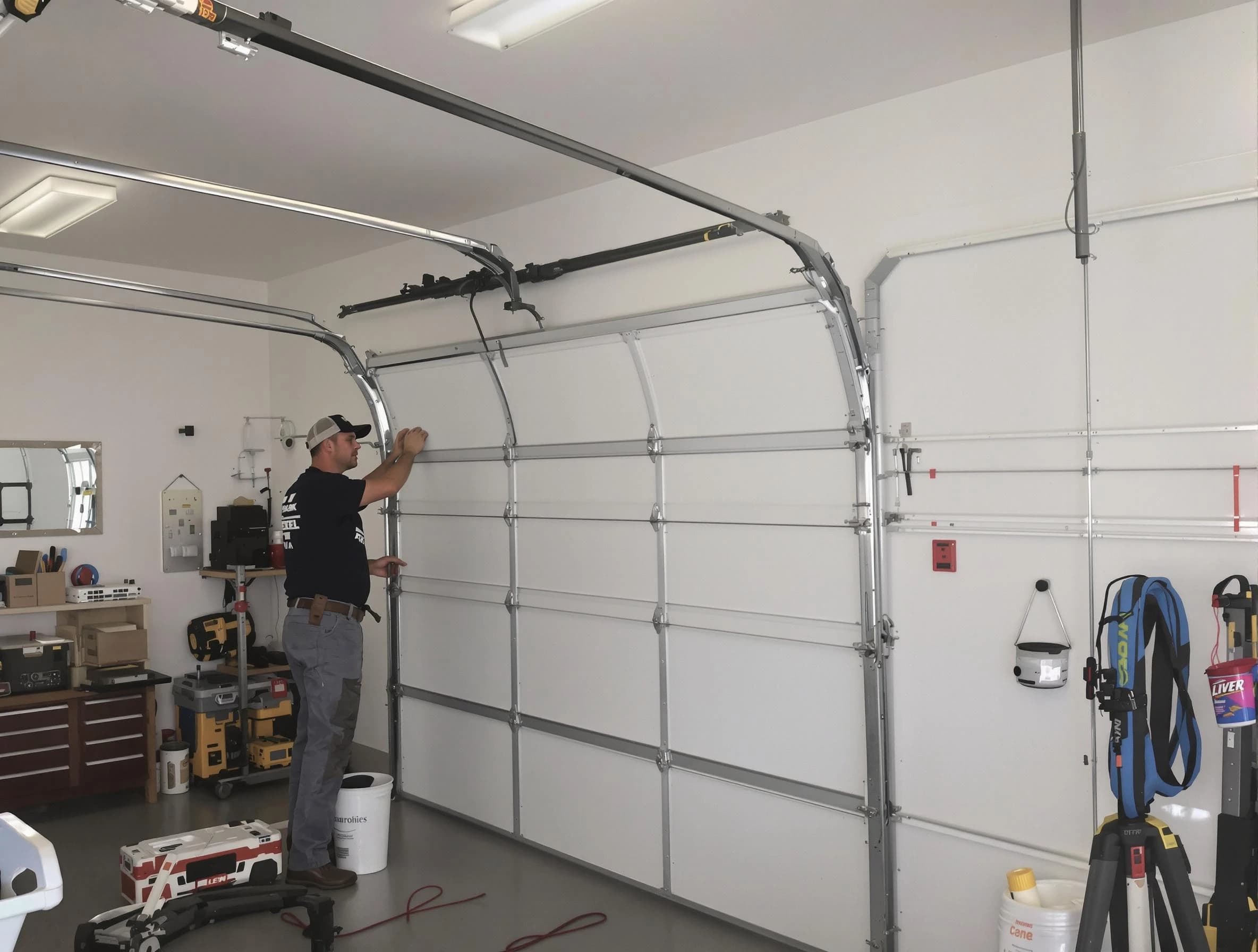 Lindon Garage Door Repair team installing new garage door in Lindon