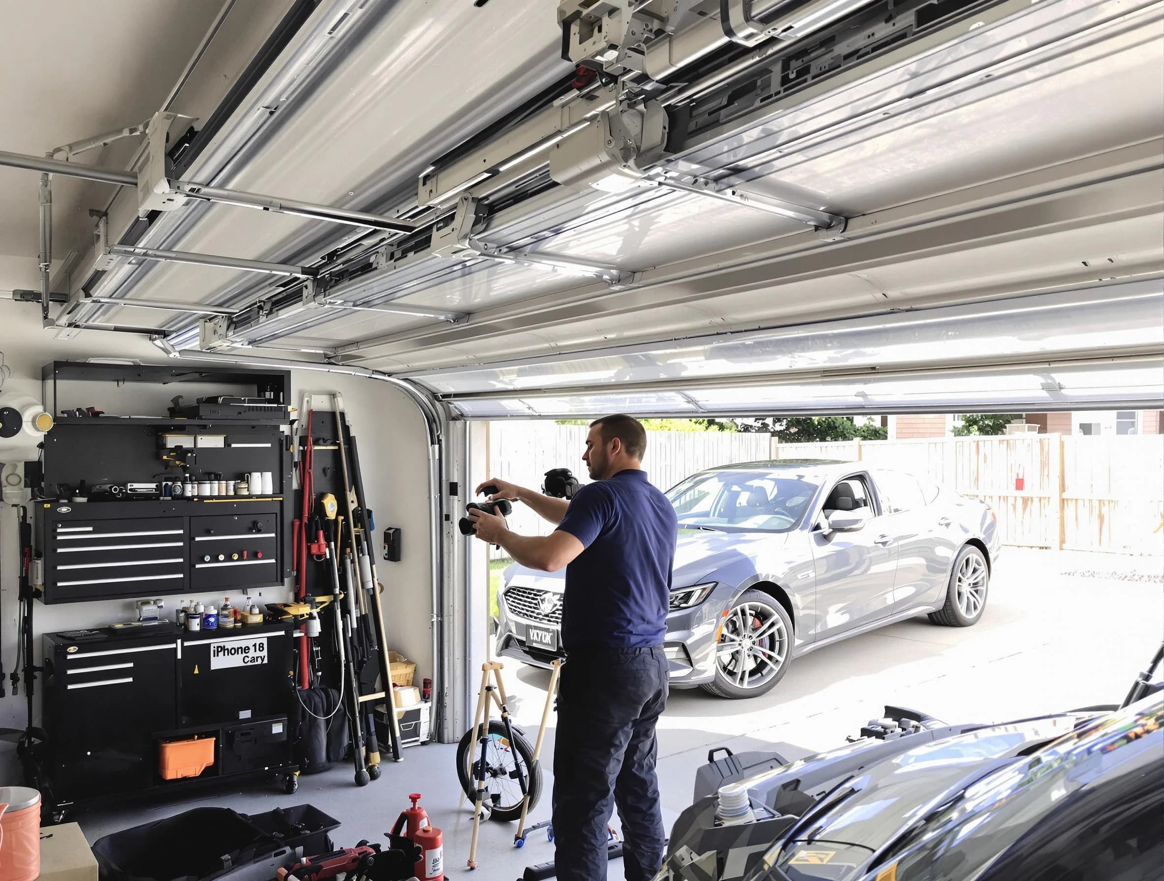 Lindon Garage Door Repair technician fixing noisy garage door in Lindon