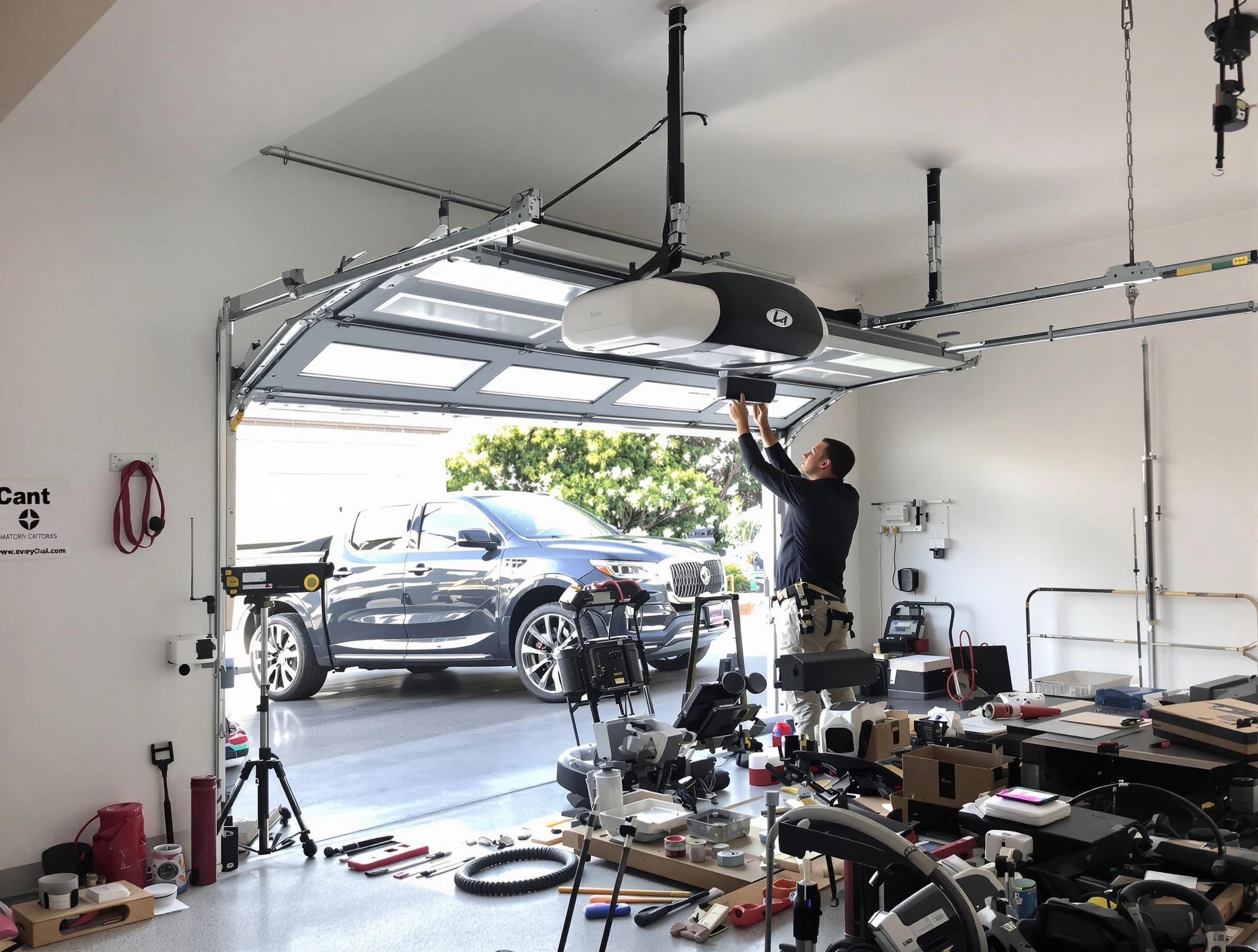 Lindon Garage Door Repair specialist installing smart garage door opener system in Lindon home