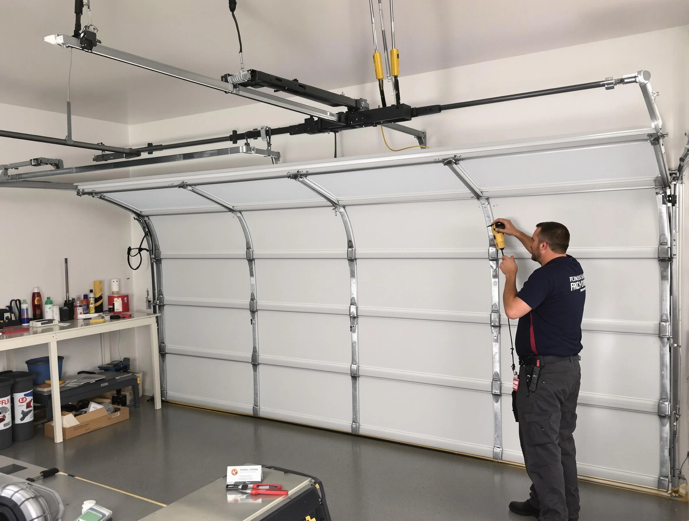 Lindon Garage Door Repair certified technician performing overhead door system repair in Lindon